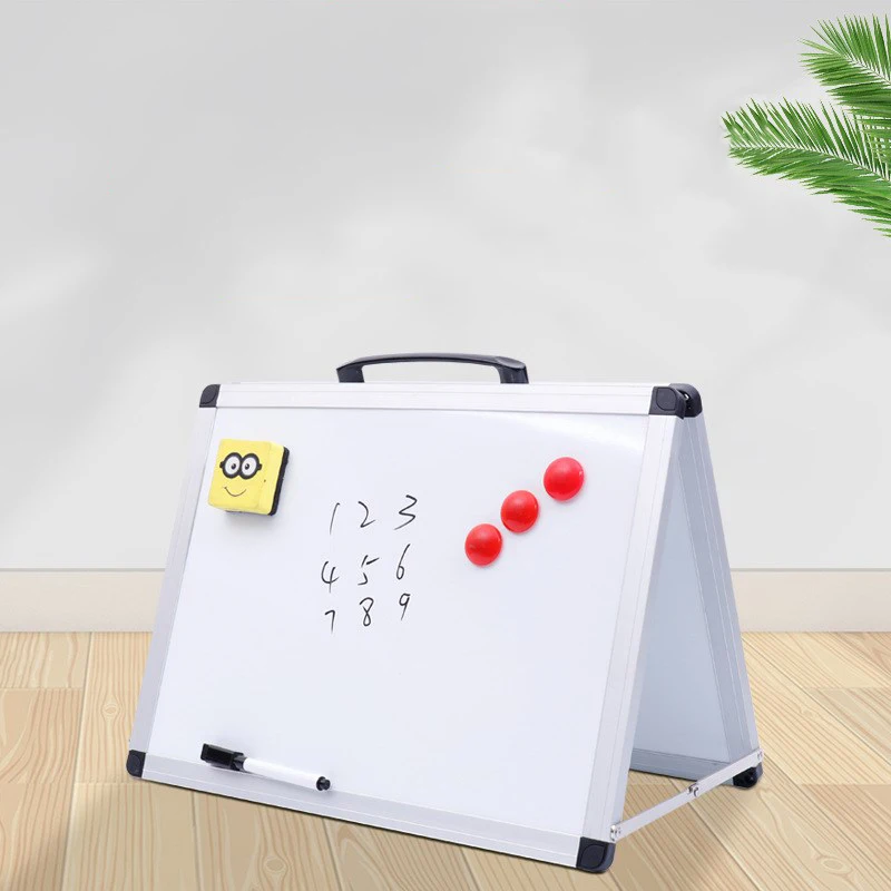 Small Whiteboard Dry Erase Boards Double Sided Magnetic Board Stand Foldable Desktop White Boards Easel for School Kids