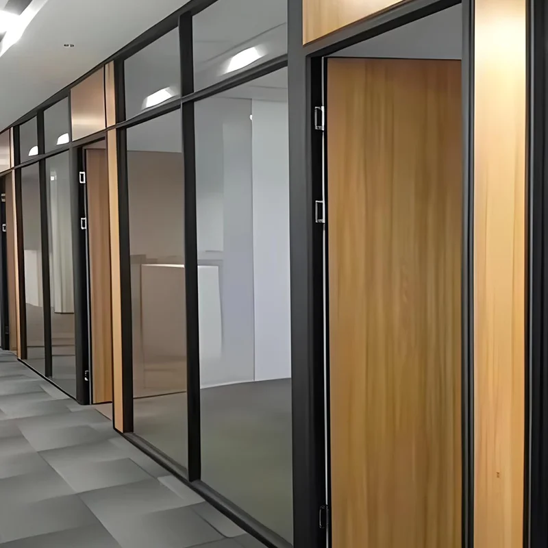 Customizable Modern Office Partitions Glass Divider Wall with MDF Aluminium Metal and Steel-for Hall Custom Size Available