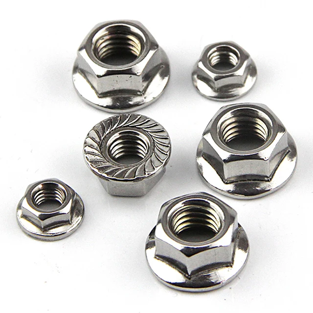 Factory customized wholesale flange nuts M8 M12 M5 Stainless Steel 3/8 Hex Flange Nut