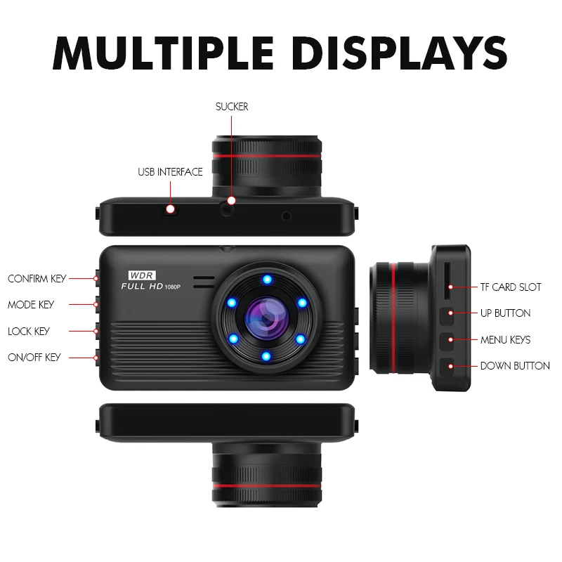 CHEZHIPIN R102 OEM Main Product Dual Lens Dashcam Dual Camera Car Dvr Charger Accessories Sticker Battery IPS Sensor Card