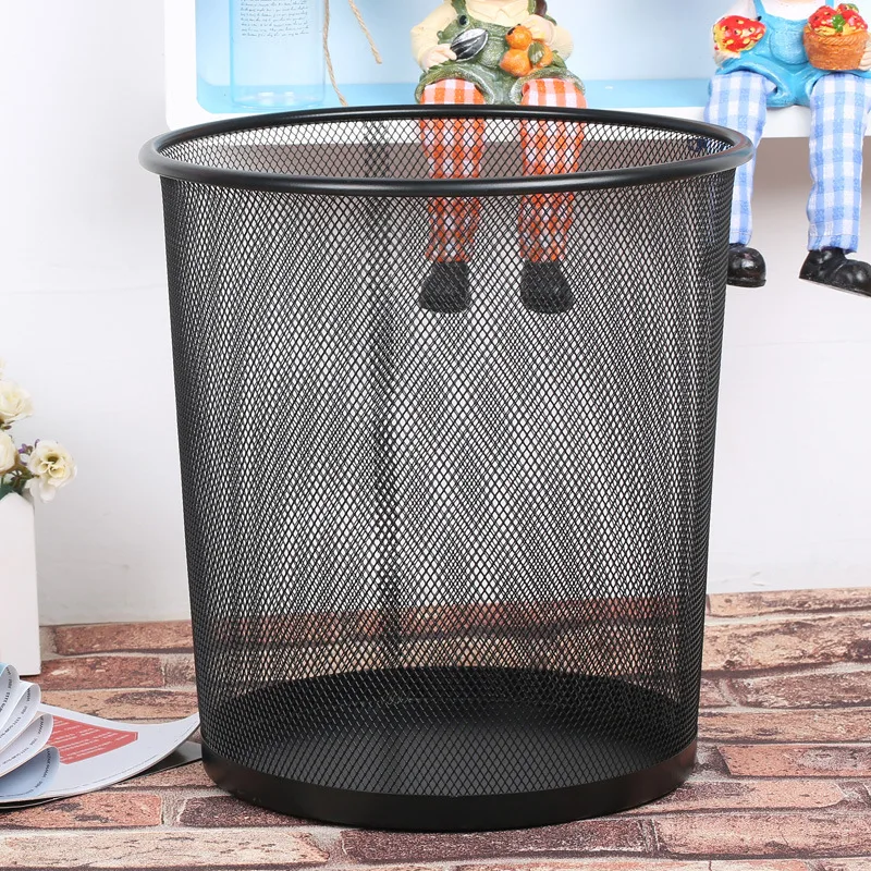 Round Mesh Trash Can Office Waste Paper Basket Trash bin Waste Bins