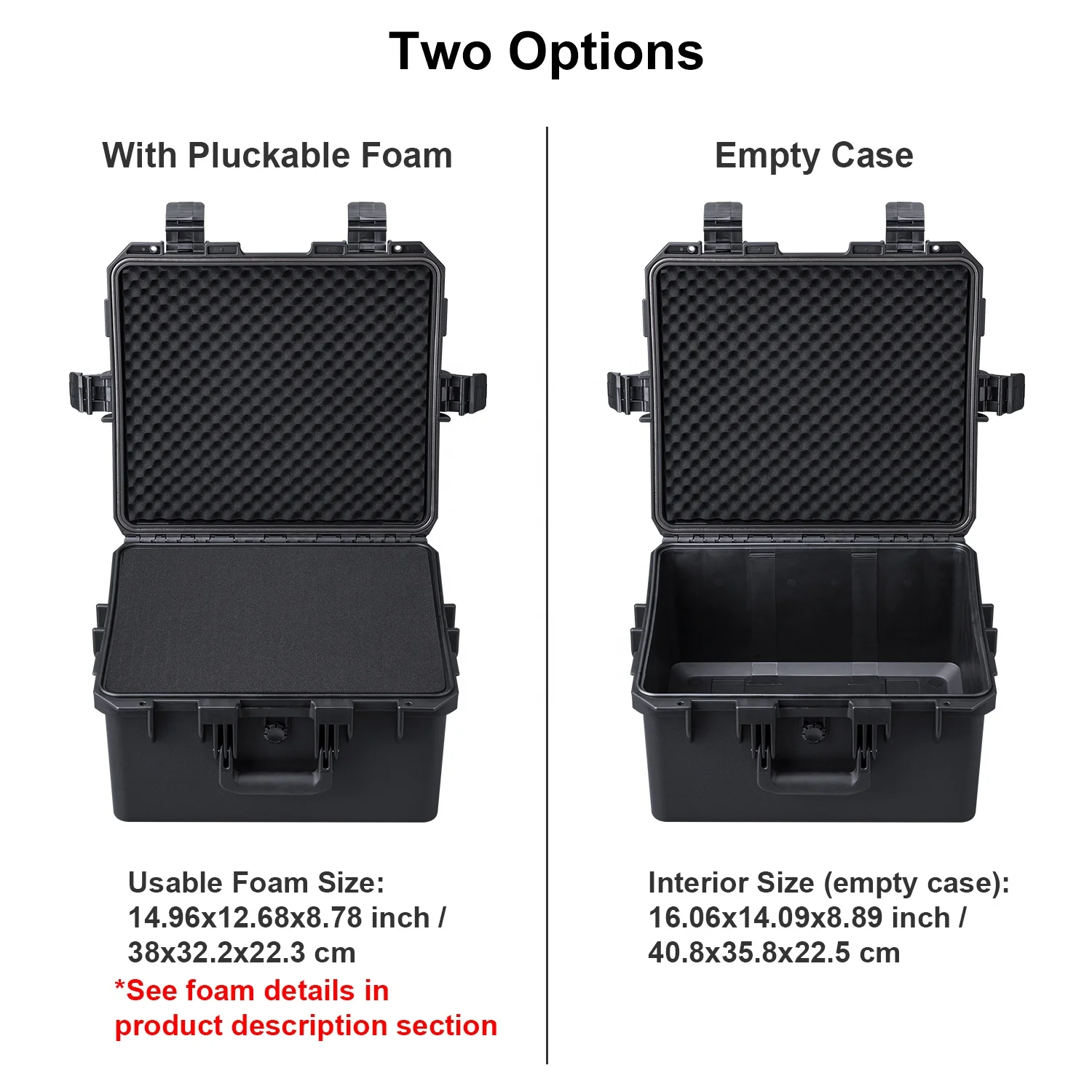 [RTS 413623] Medium Deep Waterproof Rugged Hard Case with Foam for Scanner, Electronic Equipment, Tools, 41x36x23cm