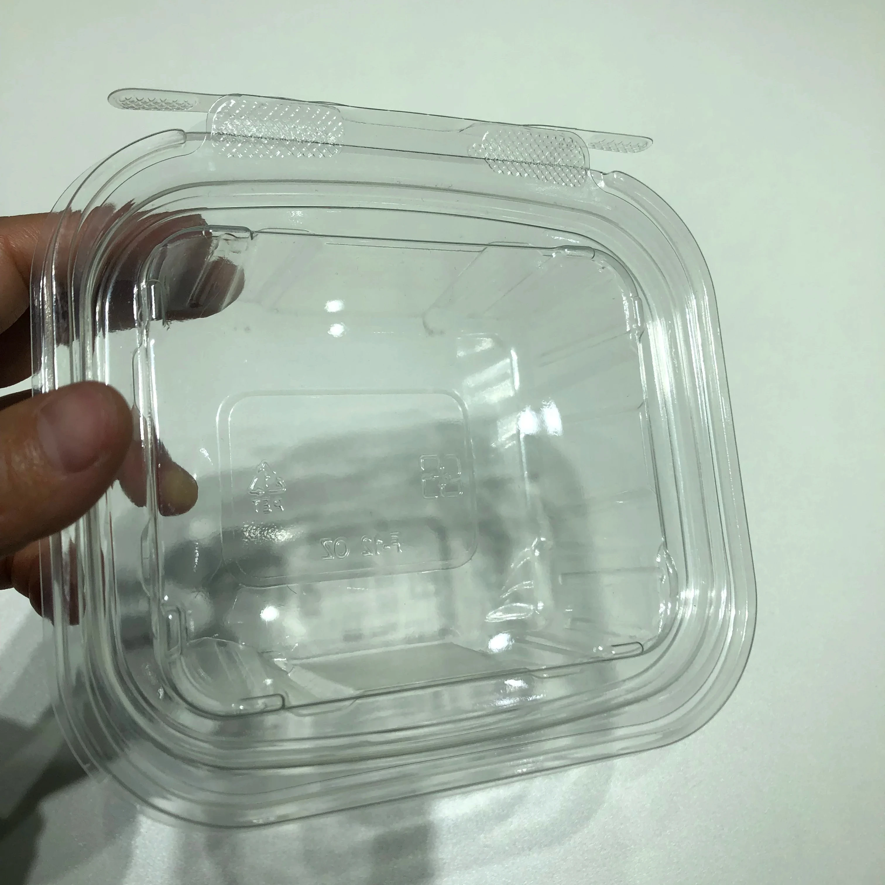 reusable food grade hinged salad box rectangular salad bowls 12oz plastic containers with lids with wholes