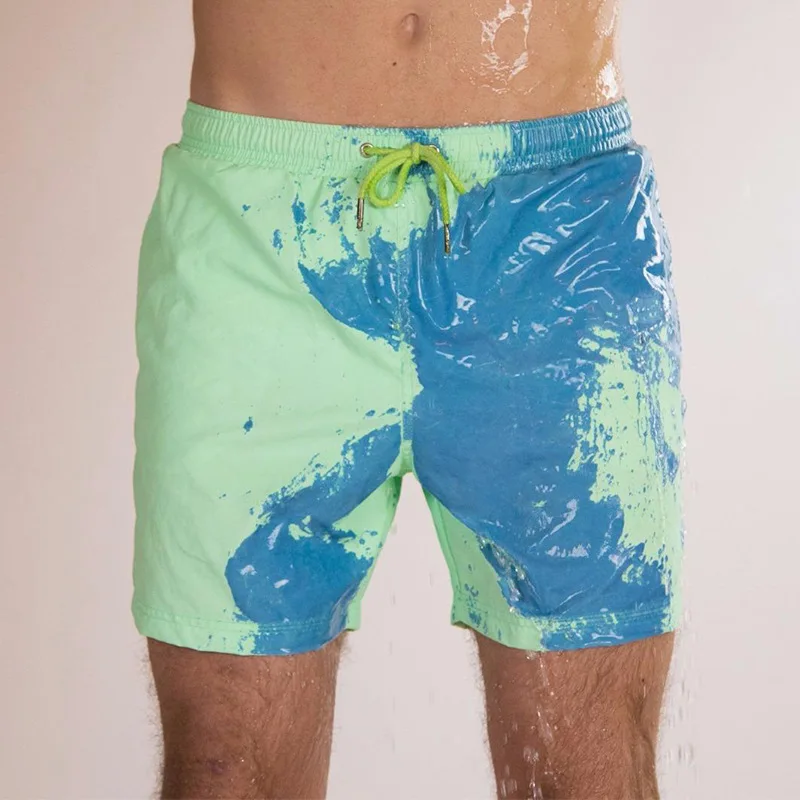 2022 Hot Sell Change Color Quick Dry Swimwear Swimming Trunks Wholesale Beach Shorts Men Summer Color Changing Swim Shorts