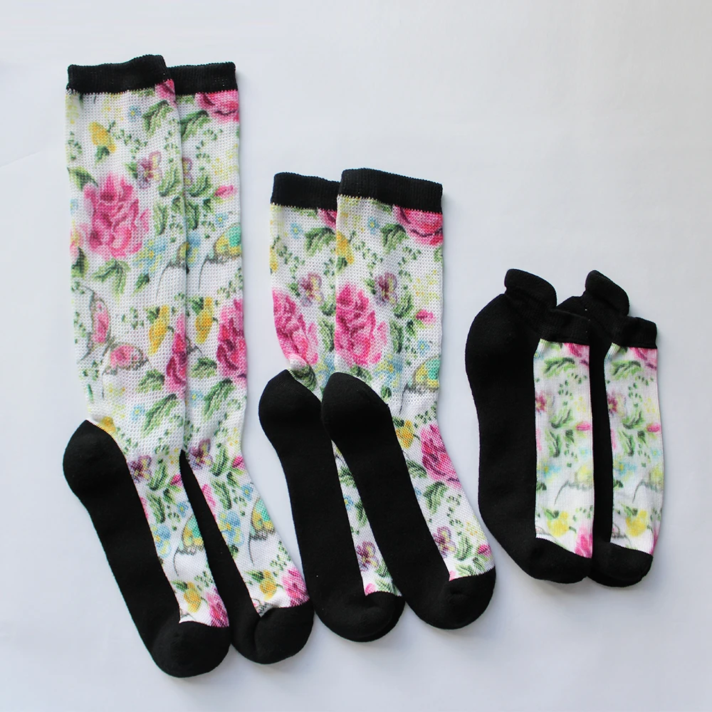 Manufacturer Fashion Colorful Design Custom Logo Comfortable Printed Sublimation Loose Knitting Diabetic Crew Socks