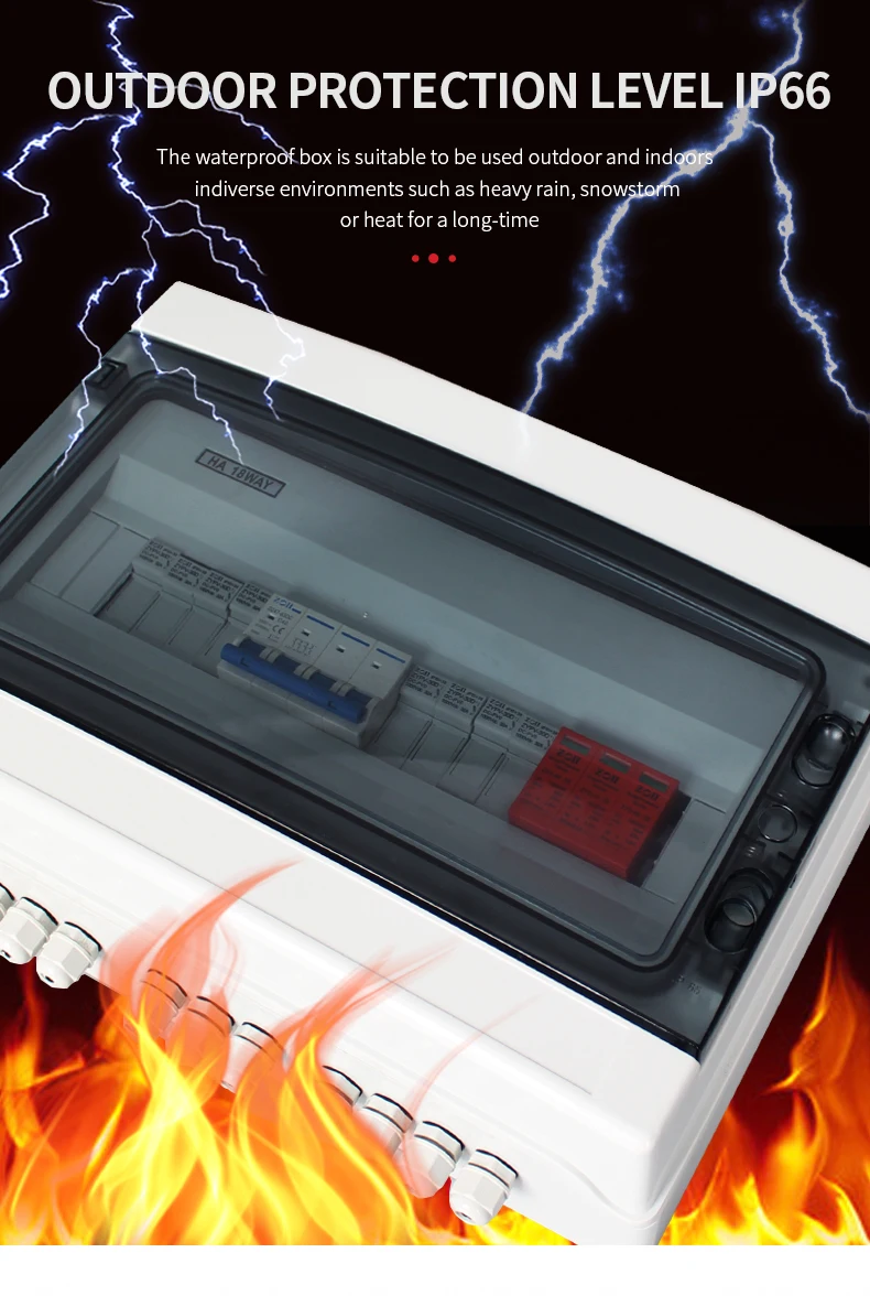 IP65 Outdoor Power Distribution Switch Box Solar System String combiner box 4 In 1 Out