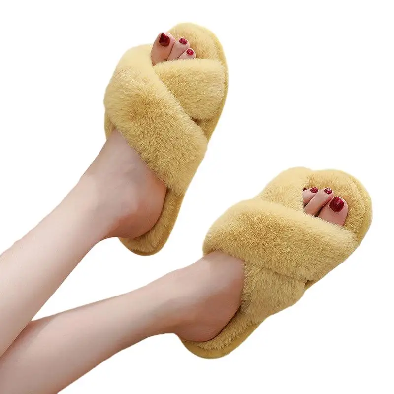 Manufacturer Custom Wholesale Plush Slippers High Quality Indoor Ladies Home Plush Slippers