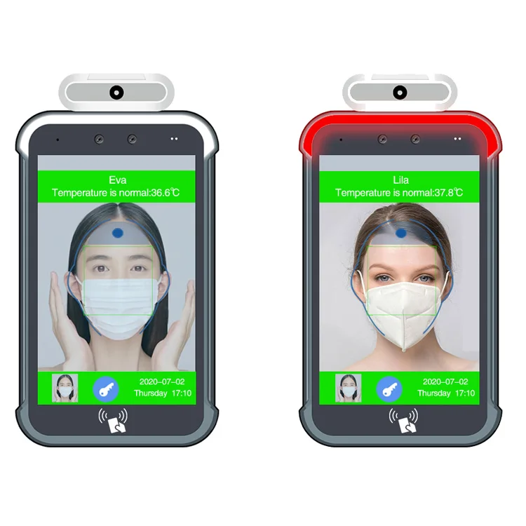 
Touchless Biometrics Human Body Temperature Measuring Detection Time Attendance Face Recognition Terminal Face Access Control 