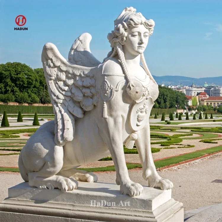 Marble Egyptian Sphinx Statue for Home Decoration Outdoor Ancient Greek White Natural Marble Customized Size