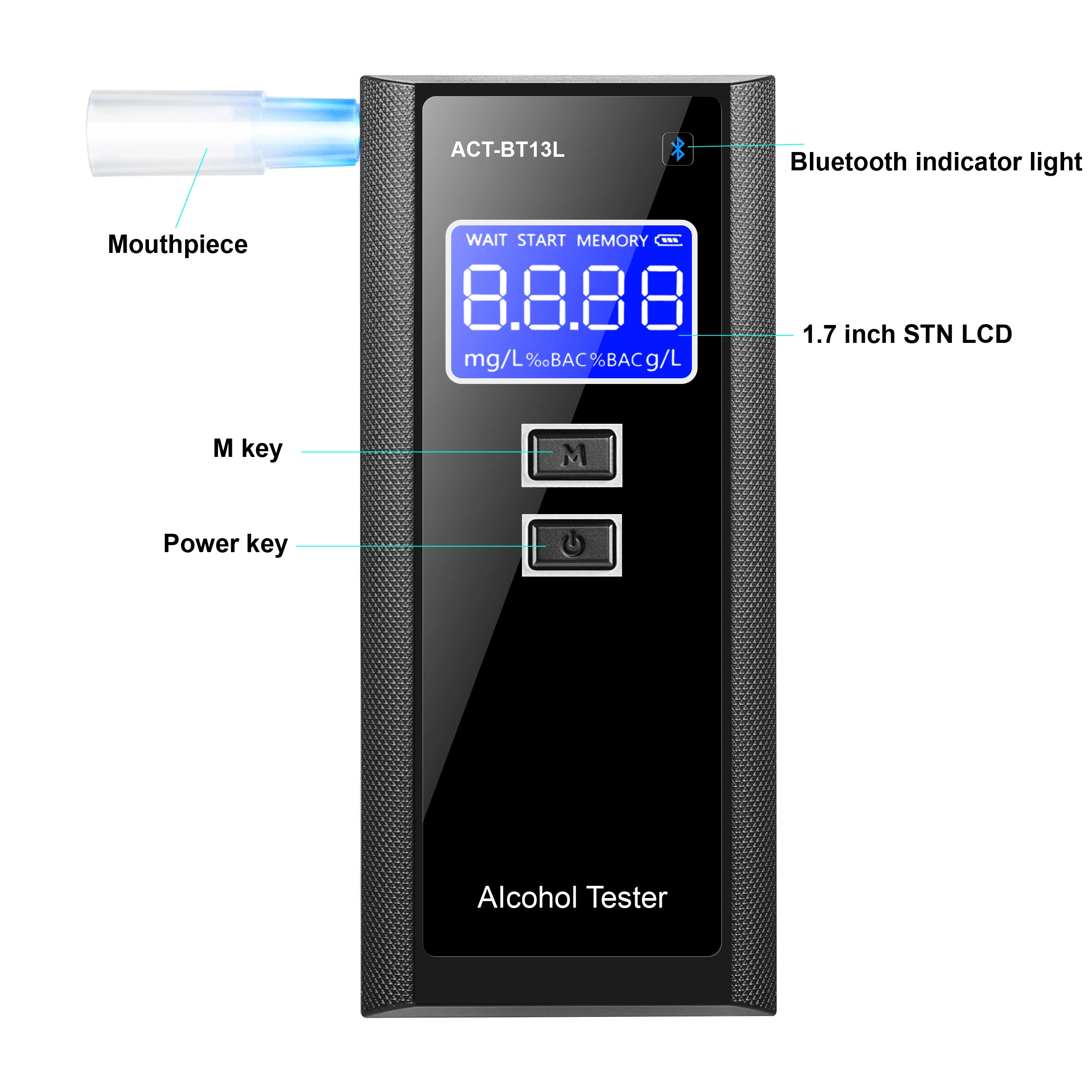 factory alcohol tester with bluetooth connects Bluetooth Alcohol breath Tester