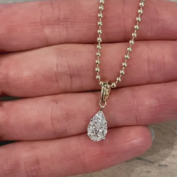 Slovehoony 925 Sterling Silver Cubic Zirconia Waterdrop Pendant Necklace Gold Plated Custom Pear Personalized Necklace For Girl