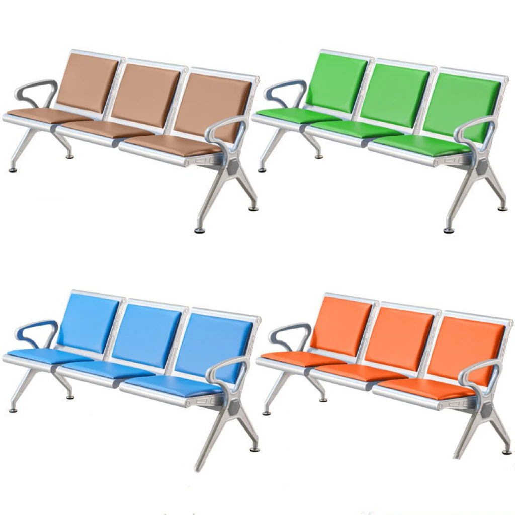 Modern Design 3-Seater Metal Frame Office or Visitor Chair for Airport or Hospital Waiting Areas Durable and Stylish Furniture