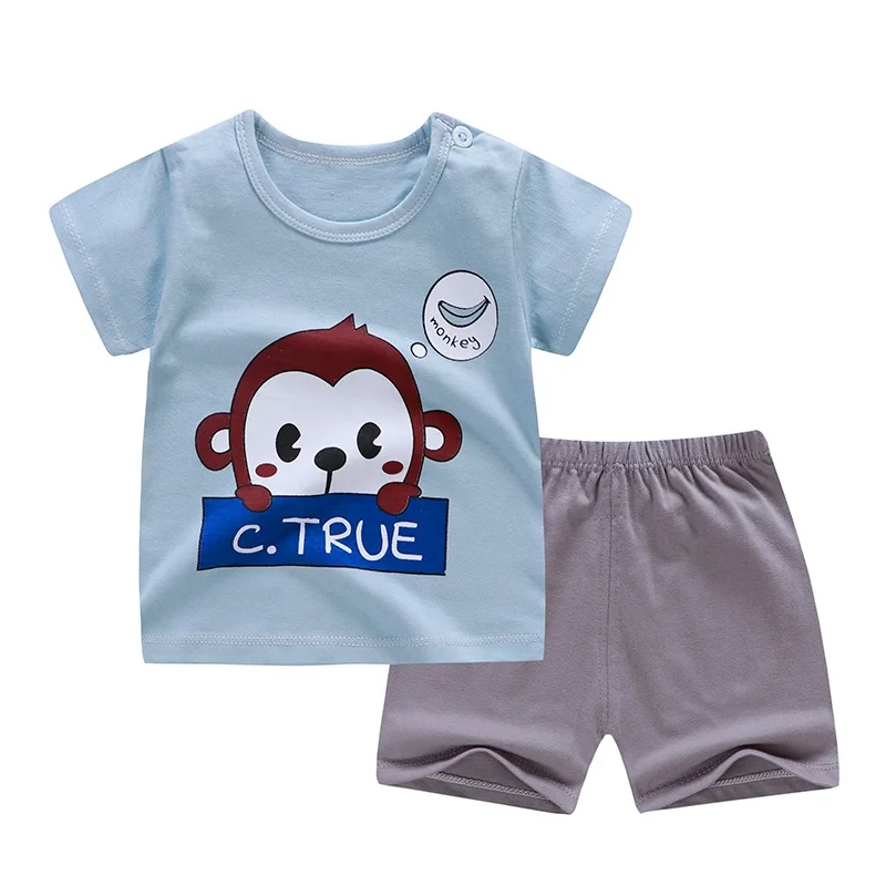 
Wholesale custom baby clothes cotton cute print short sleeve suit kids clothing childrens clothing 