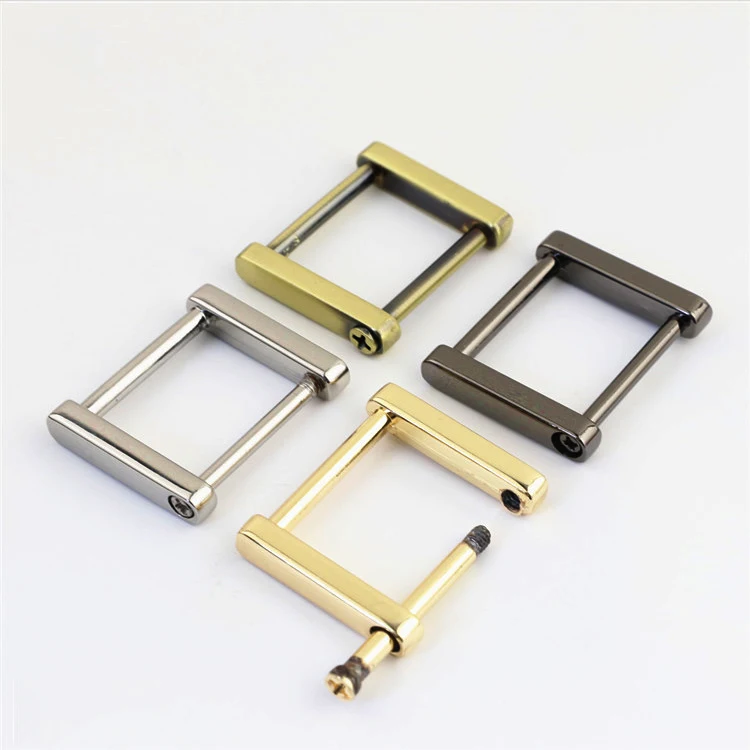 Дешевая цена аксессуары для сумки кожаная металлическая квадратная проволочная пряжка Регулируемая металлические пряжки с винтом