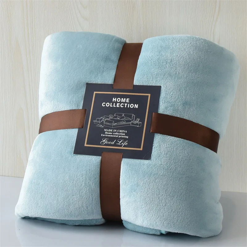 Winter Fleece Throw Blanket Polyester Plain Knitted Plush Mink Flannel Blanket For Bedding