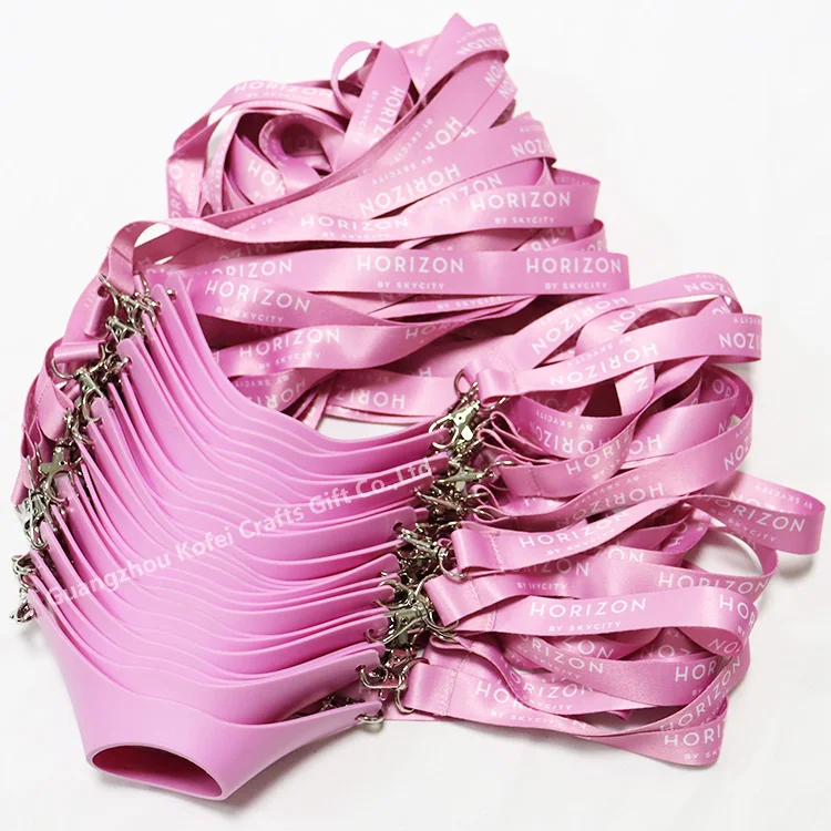 Kofei Custom Festival Party Pink Polyester Printing Insulator Holder Necklace Wine Glass Lanyards Drink Holder Neck Strap