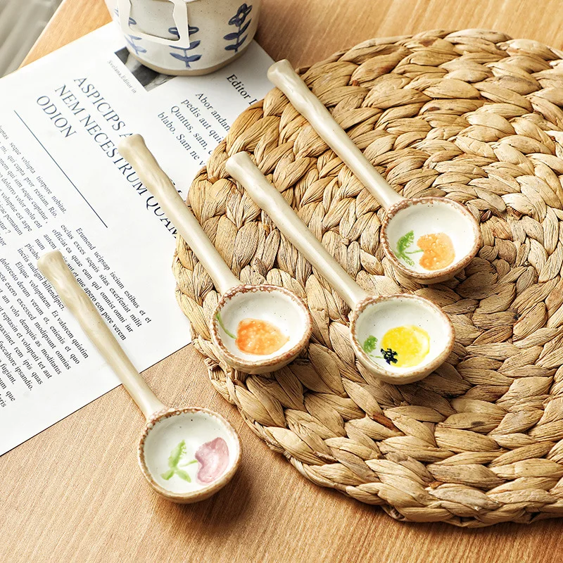 2022 Wholesale Ceramic Handle Spoons Soup Spoon