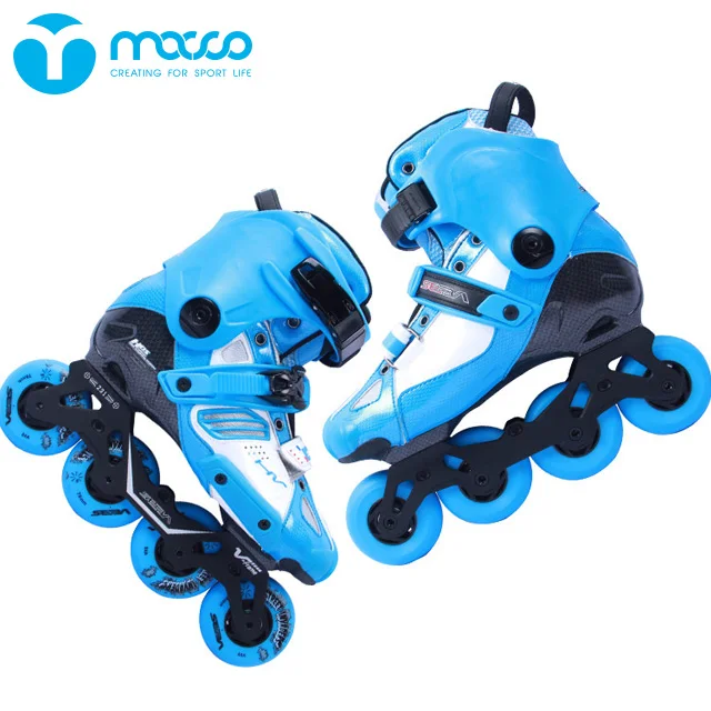 macco seba 2017HV adult&teens professional freestyle slalom inilne roller skates with fiber ILQ-9 protective gears set blue