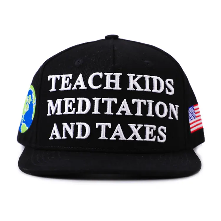 Wholesale New Men Adjustable Black Plain Blank Hip Hop 5 Panel A Frame 3D Puff Embroidery Logo Custom Snapback Cap Hat