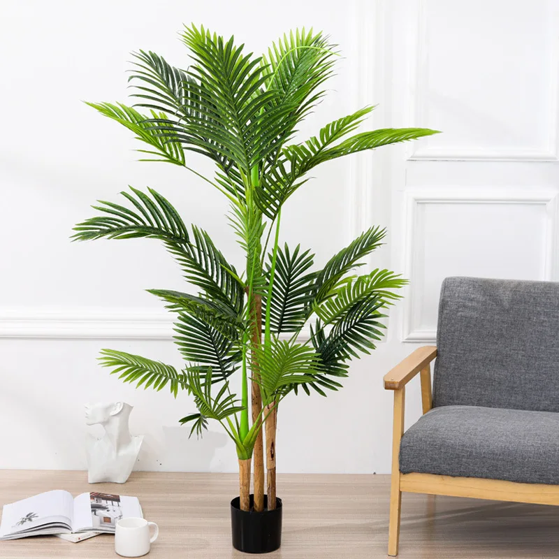 L Fashion Vivid Mall Hotel Ornamental Floor Bonsai Plant Palm Tree Artificial Chrysalidocarpus Tree