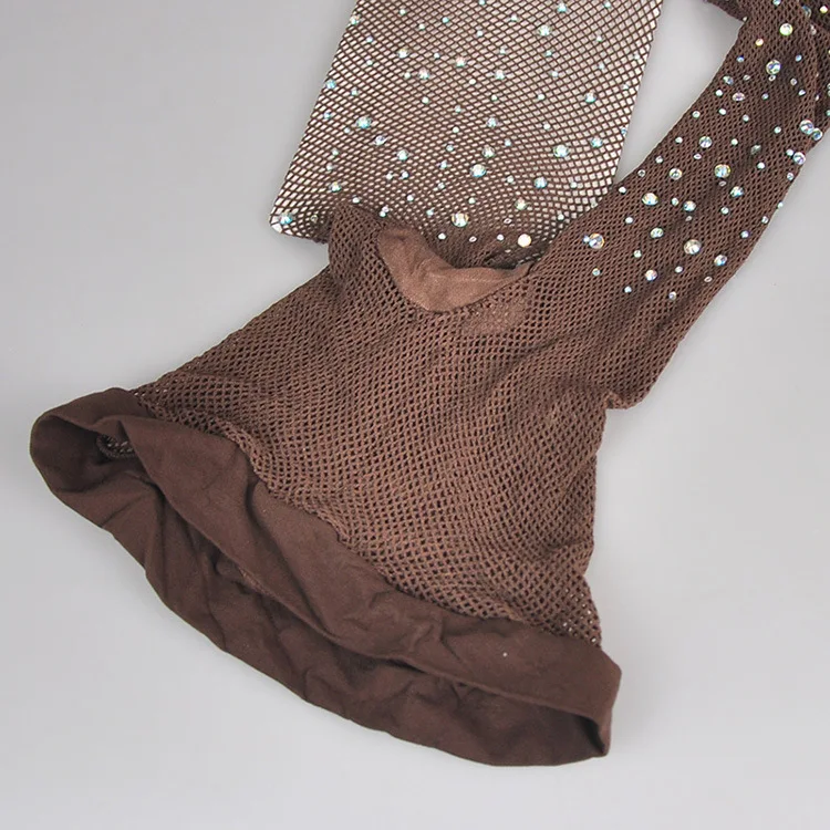 Пикантные блестящие алмазные чулки с драгоценными камнями колготки высокой талией промежностью