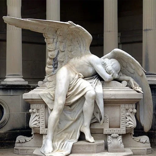 Custom White Marble Monument Sad Crying Stone Weeping Angel Headstone Garden Statues Cemetery Sculpture Tombstone