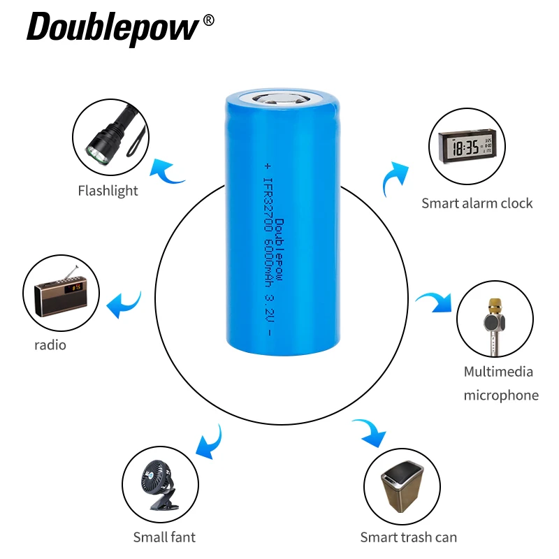 Doublepow Solar Energy Storage Battery 32700/35650mAh Grade A Lifepo4 6000mAh LFP 3.2V Battery