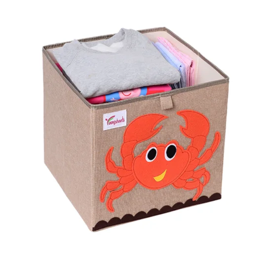 Foldable Storage Cotton and Linen Box Animals Cartoon Furniture Child Storage Box