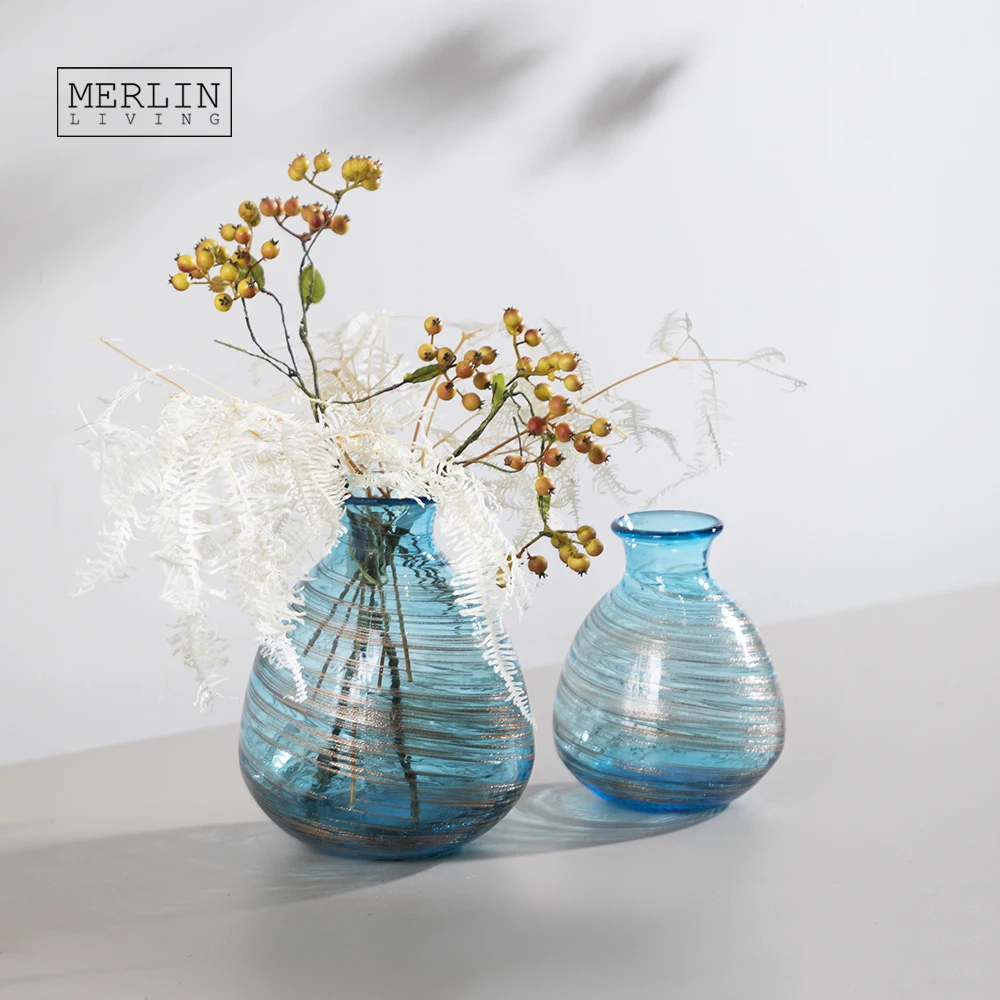 Merlin Living Luxury Crystal Vase Decoration Tracing Silver Plated Glass Vase Nordic Home Decor For Glass Flower Vase