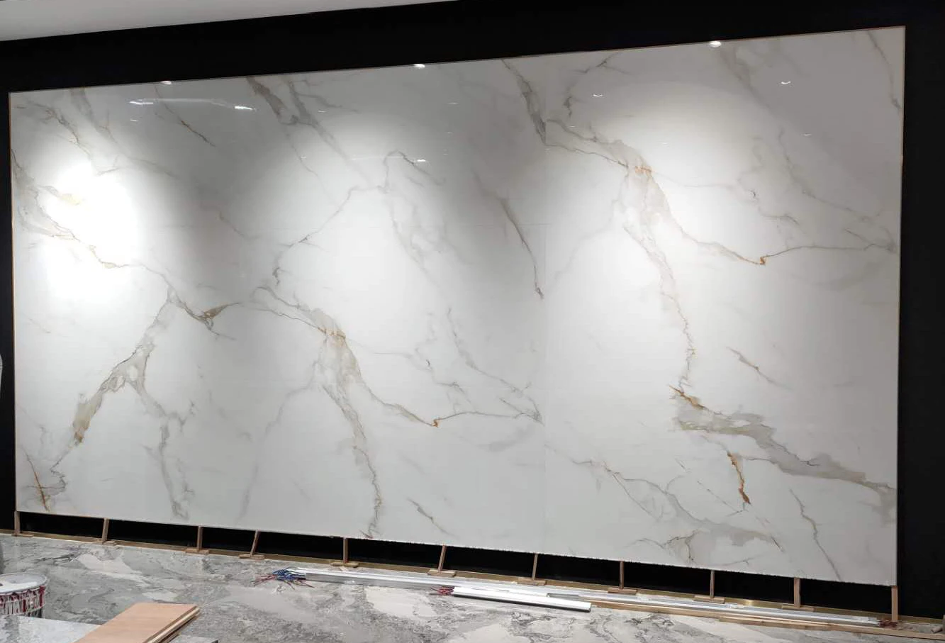 Living Room Floor and Wall Polished Porcelain Tile Project Tile