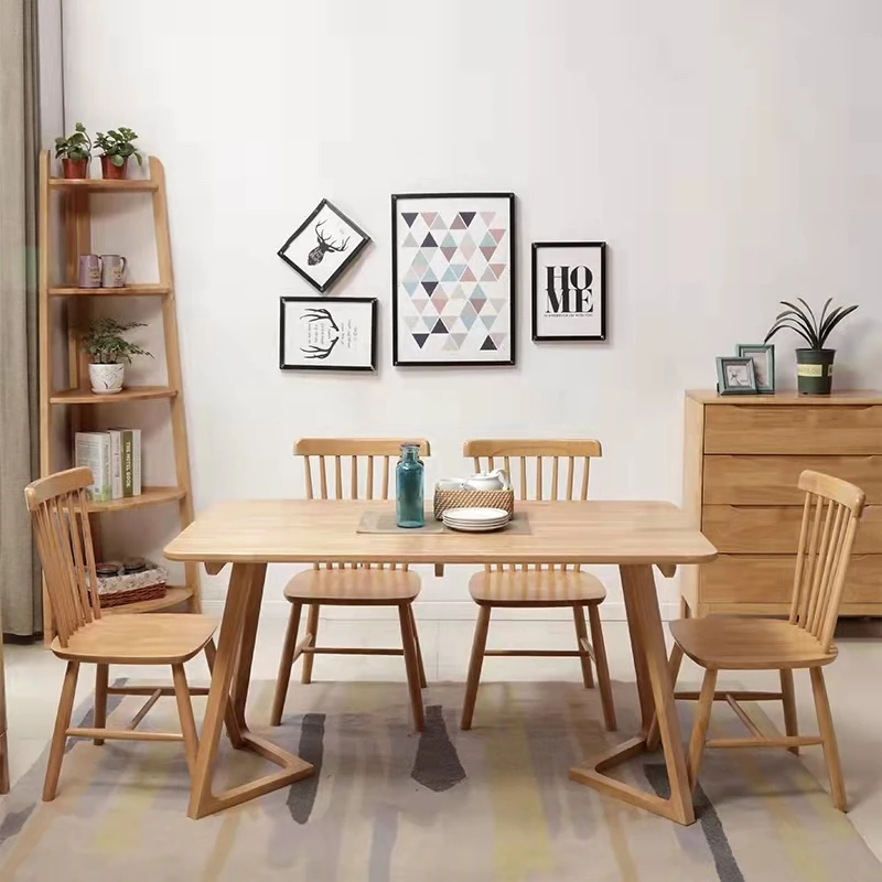 Manufacturer Wholesale Dining Room Furniture Solid Wood Leg Modern Dining Table For Sale
