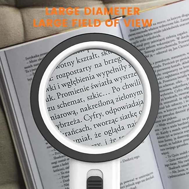 30X Handheld Large Magnifying Glass 12 LED Illuminated Lighted Magnifier for Elderly