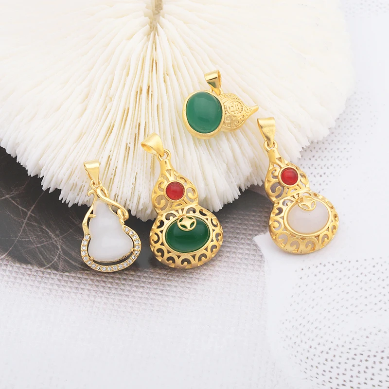 JXX JDZ-Z240/41/42 24K Gold Plated Jade Stone  Pendant Jewelry + Buddha Pendant Gold With Jade