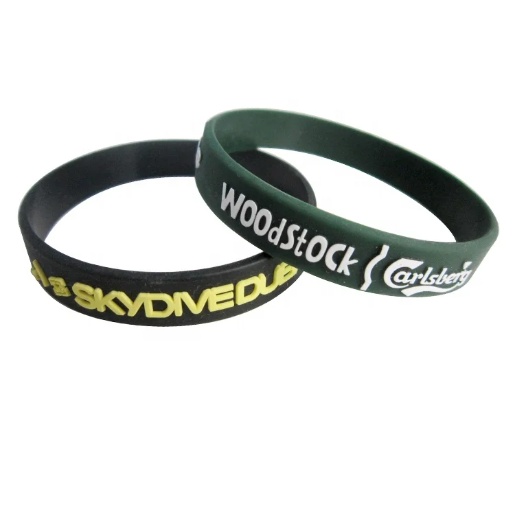 Waterproof Customized Embossed Rubber Wristbands With Printed Logo Promotional Giveaway Silicone Bracelets Wrist Bands