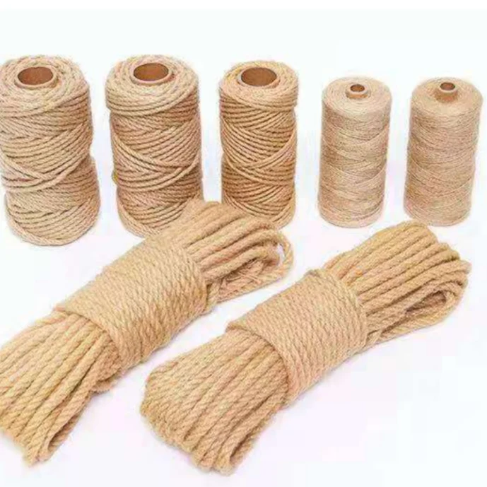 4MM 100M 100% Jute Durable Quality Natural Thick Twine Hand Knit Sewing Crochet Jute Yarn Cord For wall Panel Backpack Basket