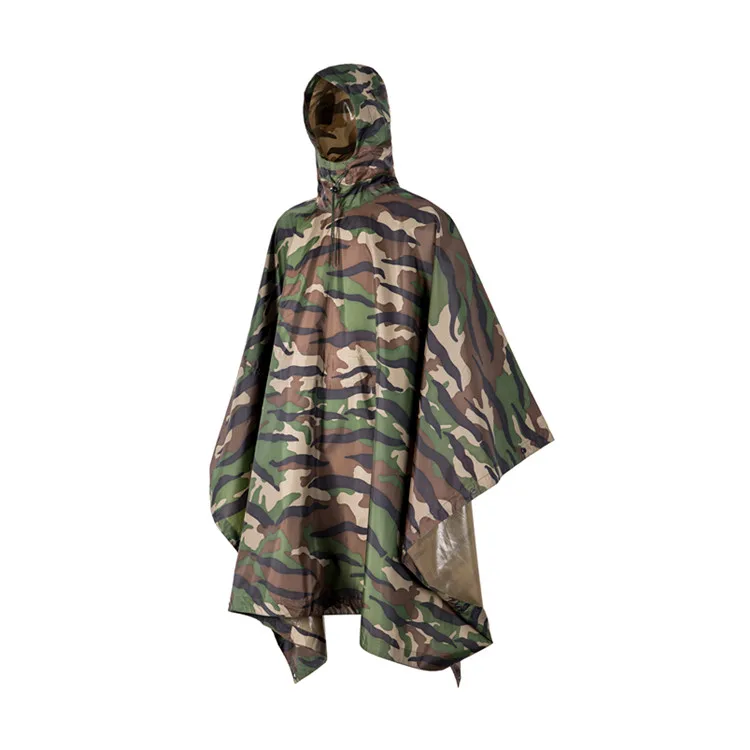 Military Waterproof Camouflage Plastic Raincoat Poncho Camo Army Adults Men RAINWEAR Rain Poncho for Adults Custom Logo Printing