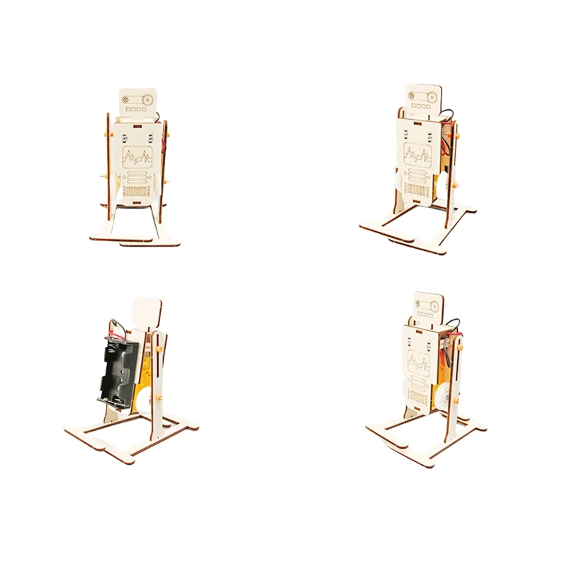 DIY Electric Biped Walking Robot Model Kits 3D STEM Physical Science Experiment Material Package Educational Montessori Wooden