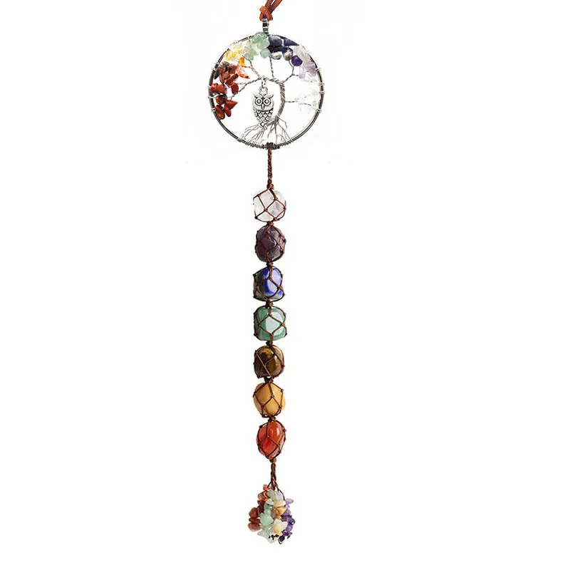 Chakra Necklace spiritual healing crystals 7 tumbled stone Car crystal chakra pendant