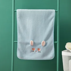 Wholesale Cartoon 3d Cute Rabbit Ears Dry Hair Towel Thickened Coral Fleece Towel Embroidery Adult Daily Wash Towel