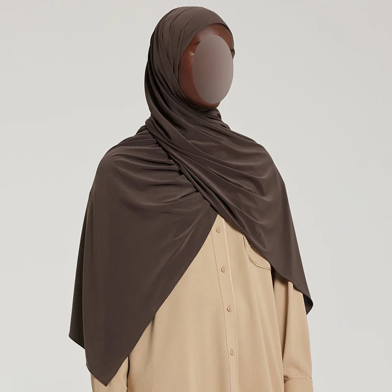 Custom Pack Satin Linen Stretch Fabric Suede Premium Head Jersey Scarf Muslim Hijab for Women with Edge