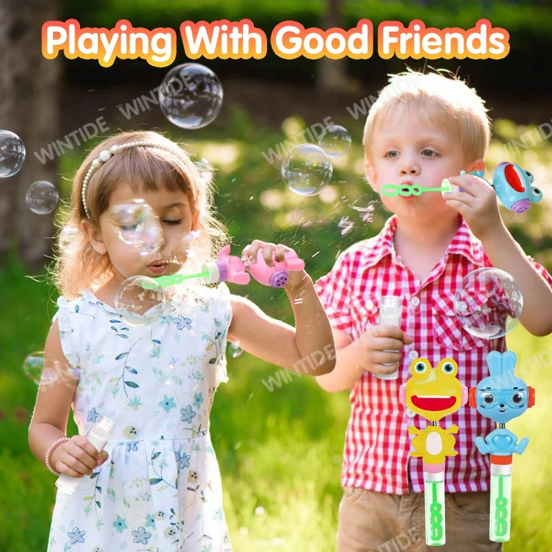 Hot sale summer animal dino /rabbit head stick toy kidsmania funny Wiggle Whistle cute frog bubble wand