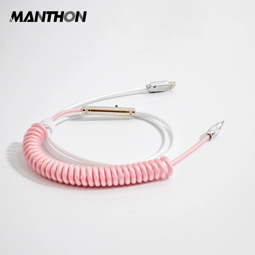 OEM Hotsale USB Keyboard Aviation Type-C Coiling For Wire Spring Mechanical Custom Coiled Double Sleeved Aviator Cable
