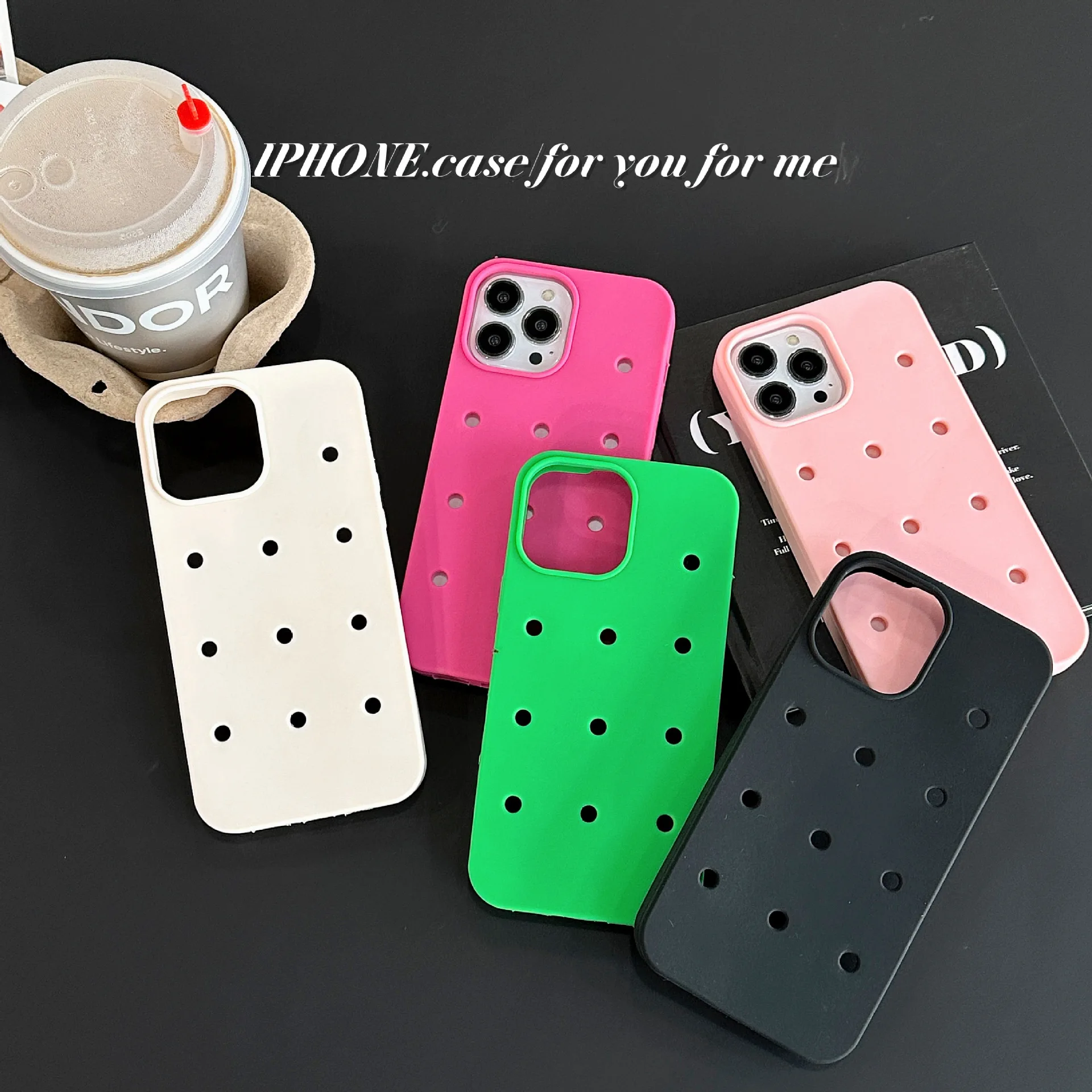 Phone case with shoe flower charm phone case charms holder phone case for 14 15 16pro max