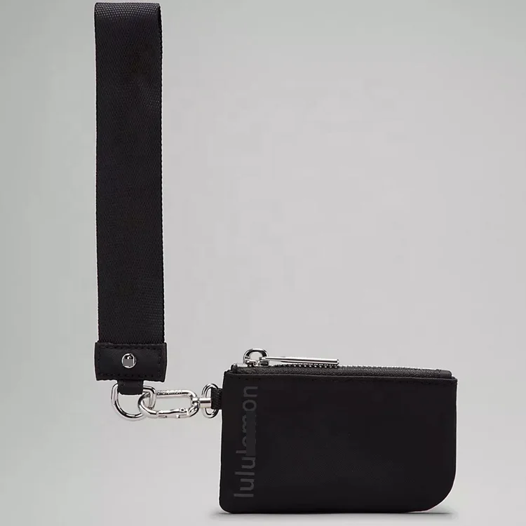 Lululemom Mini Zip Around Keychain Dual Pouch Portable Lulu Lemon Dual Pouch Wristlet Wallet With logo