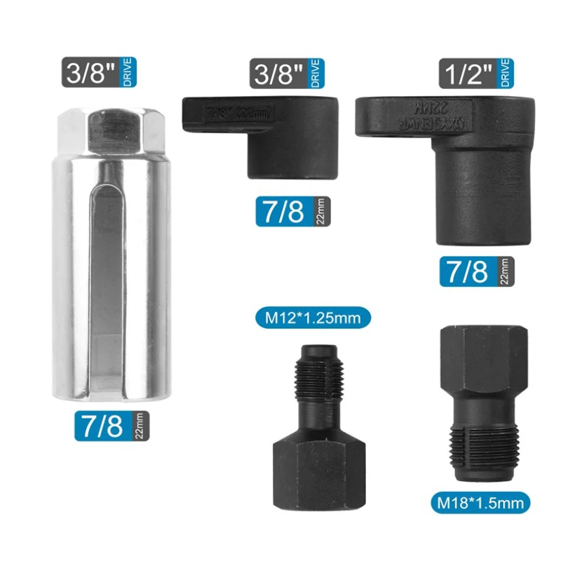 Universal 3/8 Drive Oxygen Sensor Sleeve 5 pcs Black O2 Sensor Sleeve Head Car Sensors Disassembly Tool