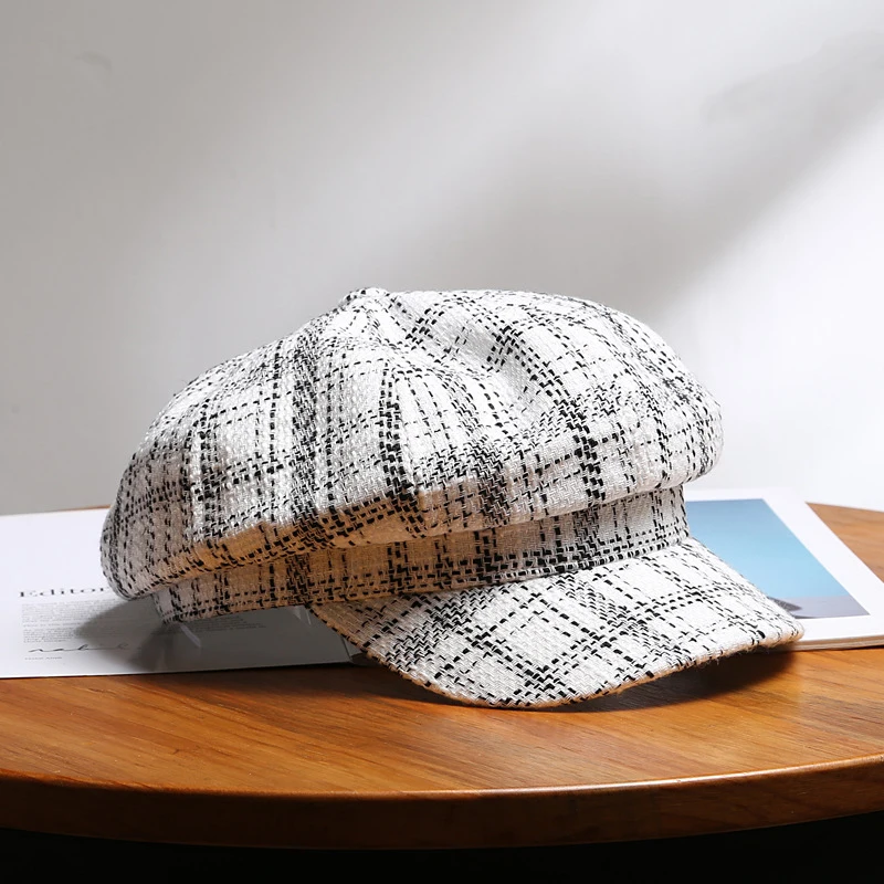 Fashion England style plaid women beret hats Newsboy cap