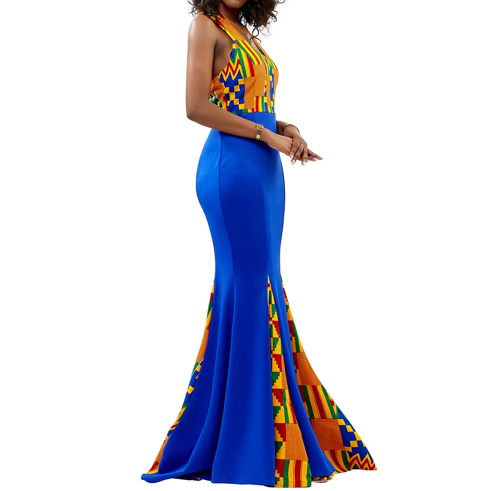 2021 New Fashion African Women Sleeves kitenge dress designs mermaid long maxi dress woman Robe de