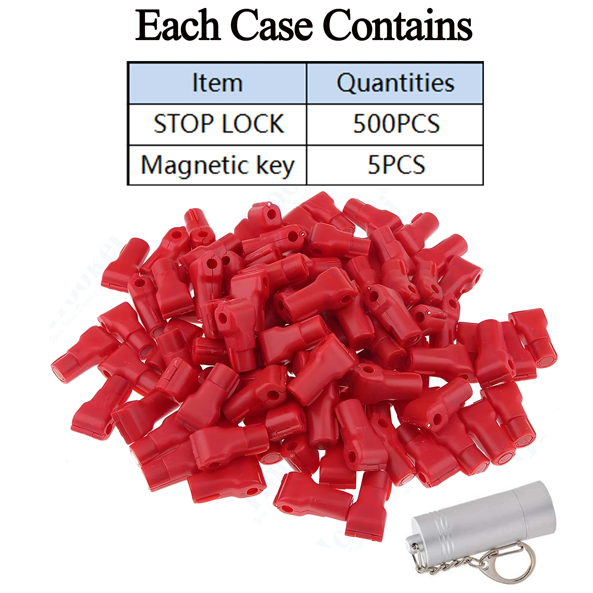 500 Piece EAS Security Hook Stop Lock 5 Piece Stop Lock Magnetic Key Retail Store Anti-theft Plastic Stop Lock for Single Hook
