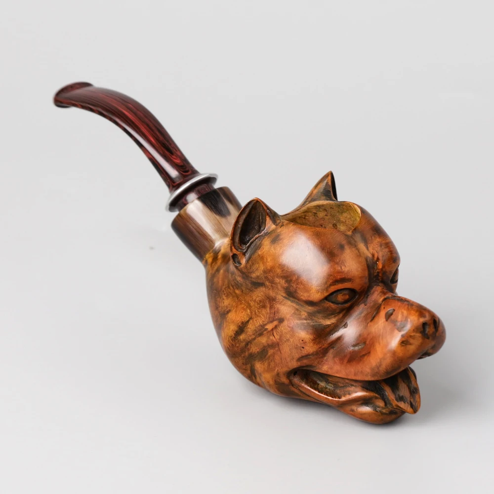 MUXIANG personalized fashion dog design high grade material briar wooden smoking tobacco pipe