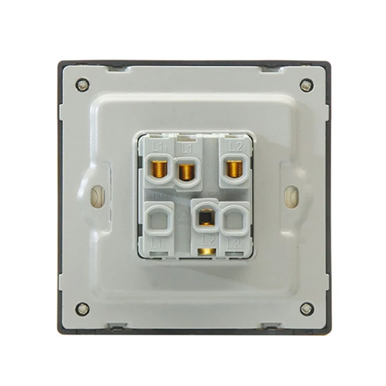 British Standard Acrylic Luxury Style 100000 Times Mechanical Life Wholesale Power Wall 2 Gang 1/2 Way Outlets And Switches